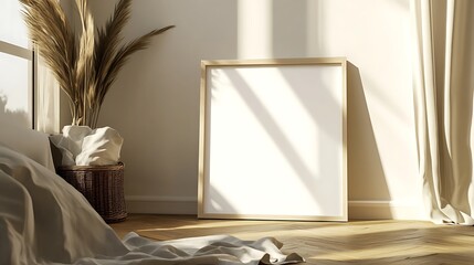 Poster - Closeup Minimalist Mockup Frame on Table in Industrial Office