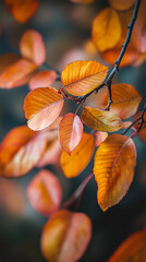 Canvas Print - Abstract Close-Up of Colorful Autumn Leaves with Artistic Blur