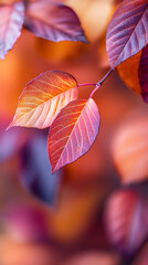 Sticker - Abstract Close-Up of Colorful Autumn Leaves with Artistic Blur