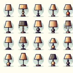 a collection of different lamps vector icon set