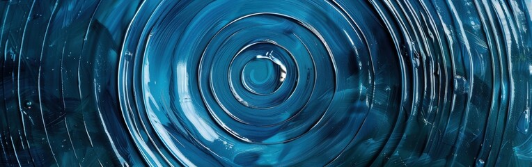 Poster - A close-up view of a circular pattern of blue water ripples. The concentric circles of water create a mesmerizing, abstract pattern that draws the eye inward.