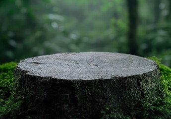 Sticker - Weathered tree stump in lush green forest