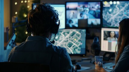 Poster - Monitoring Live Security Footage in a Control Room During Nighttime Operations