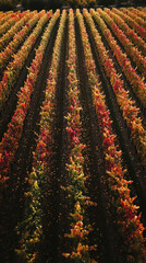 Poster - Aerial View of Colorful Autumn Vineyard in Full Fall Display  