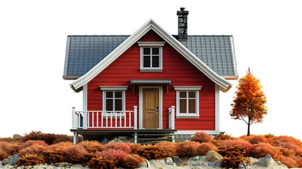 Poster - Red Wooden Cabin 3D Illustration