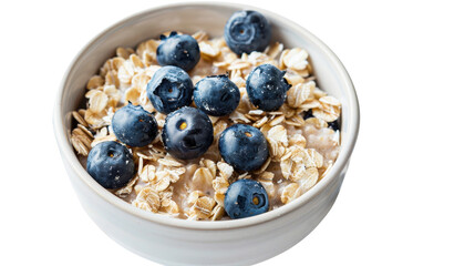 Canvas Print - Healthy oatmeal with fresh blueberries on transparent background 