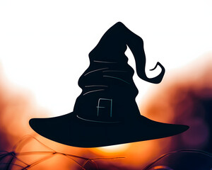 Wall Mural - Black silhouette of halloween witch hat. Vector illustration