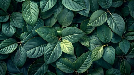 Wall Mural - lush green leaves covering ground in a tranquil forest setting on a sunny day