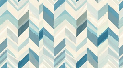 Leinwandbilder - This abstract pattern features a repeating chevron design in shades of blue and white, creating a modern and stylish background. The watercolor style adds texture and depth, giving the pattern a hand-