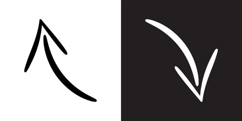 Poster - Curved arrow icon vector. Arrow pointer icon sign symbol in trendy flat style. Arrow up down vector icon illustration isolated on white and black background