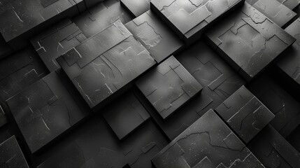 Poster - textured dark gray panels arranged in an intricate pattern on a floor surface