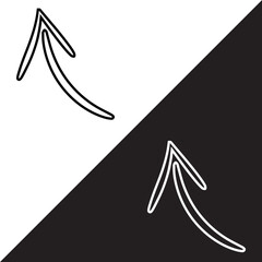 Poster - Curved arrow icon vector. Arrow pointer icon sign symbol in trendy flat style. Arrow up vector icon illustration isolated on white and black background