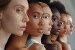© Victor Bertrand - A diverse group of fashion models stands confidently side by side, showcasing a powerful message of unity, beauty, and diversity in a studio setting.
