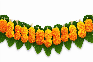 Wall Mural - marigold flowers and mango leaves toran design door hanging