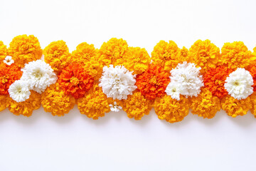 Canvas Print - marigold flowers and white flowers design on white background