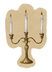 Poster - Candle holder png sticker, ripped paper transparent background