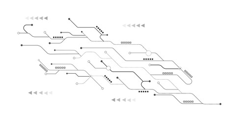 Poster - Vector Technology black circuit diagram concept. Abstract technology on white background. High-tech circuit board.