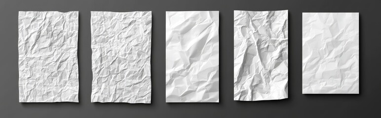 Poster - Blank white checkered and lined notepaper isolated on transparent background. Modern realistic illustration of notes with crumpled wrinkled texture.