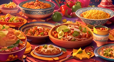 Wall Mural - Delicious Mexican feast ready to be savored 4k animation