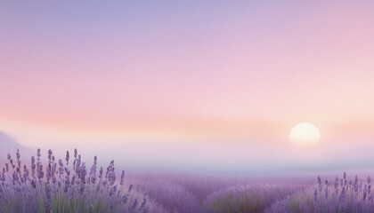 Wall Mural - lavender field with mountains and pastel colours bckground