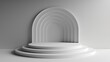 © antkevyv - White podium with multiple curved shapes in background, promotion advertising branding marketing