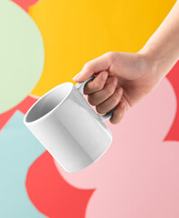 Sticker - Coffee mug png mockup, transparent kitchenware