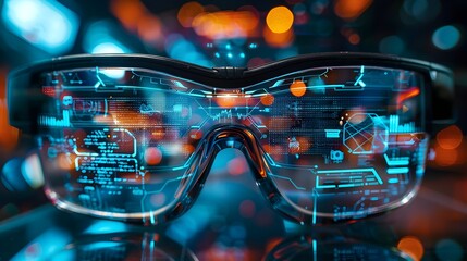 Poster - Futuristic Smart Glasses with Augmented Reality Overlays Enhancing Real World Interactions