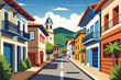 © Anna - narrow street of european city, vector drawing, walk around the city