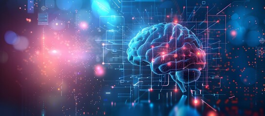 Poster - futuristic brain digital interfaces highlighting advancements in brain computer technology