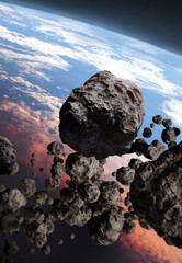 Wall Mural - asteroids in space, 3d illustration