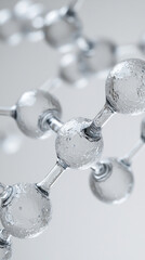 Poster - A close up of a chain of glass spheres. The spheres are all the same size and are connected to each other. Concept of unity and interconnectedness, as the spheres are all linked together