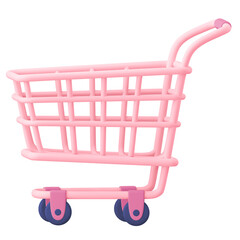 Sticker - Shopping cart png, supermarket, 3D pink illustration on transparent background