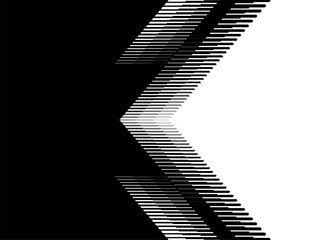 Wall Mural - Vector transition from black to white with striped geometric shapes from lines. Modern black and white pattern. Abstract vector background. Abstract arrow. Pointer