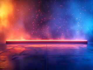 Poster - radiant neon gradient with sparkling light effects for futuristic product concept display