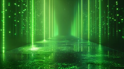 Poster - Mesmerizing Neon Green Glow with Shimmering Light Effect for Captivating Product Displays and Concept Showcases