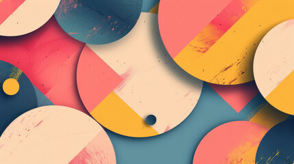 Wall Mural - A colorful abstract background with circles and squares