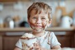 © S - Young child silvery locks shimmer eyes sparkling happiness. Ice cream is this child's ultimate treat.  Beauty of life's simple pleasures seen child's joyful eyes.
