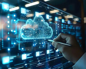 Poster - IT Professional Manages Digital Cloud Computing Dashboard with Analytics and Data Insights