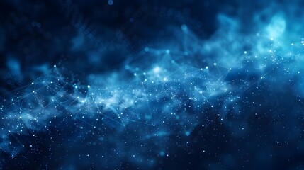 Poster - futuristic digital cloud network with abstract connectivity and glowing particles