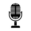 © sumonbrandbd - Black retro vintage silhouette microphone icon and vector illustration