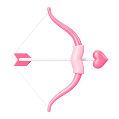 Poster - Pink Cupid arrow bow png 3D element, transparent background