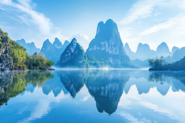 Wall Mural - a beautiful mountain range with a lake in the foreground