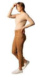 Poster - Woman png mockup in brown casual outfit