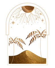 Wall Mural - gold mystical illustration png, transparent background