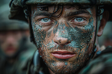 Wall Mural - AI generated portrait of professional military soldier national defender