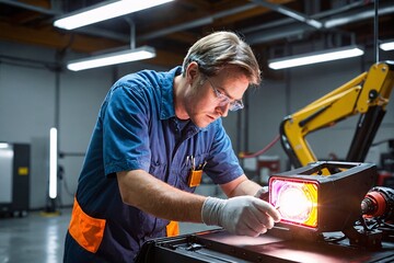 An engineer testing new lighting technologies for vehicles