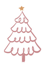 Canvas Print - Cute Christmas tree sticker png transparent, hand drawn doodle in pink