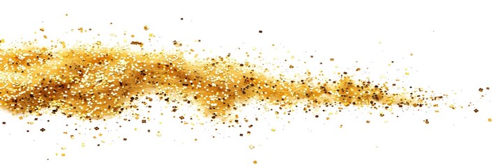 Poster - Golden sand particles on a white background in a vector illustration flat design minimalist style with no shadows, highlights, shadow details, gradient shading, dark shadows, sharp edges, light effect