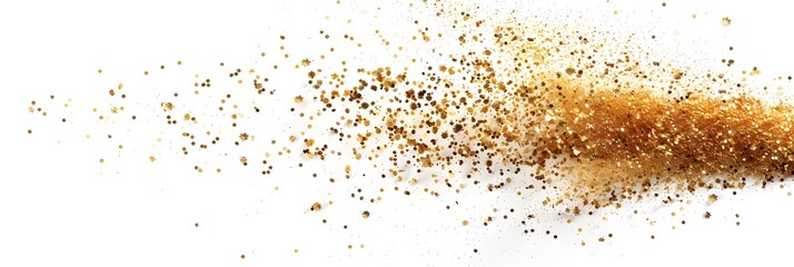 Poster - Scattered golden sand particles on a white background in an isolated, vector illustration style with a flat design and high resolution photography stock photo of high quality