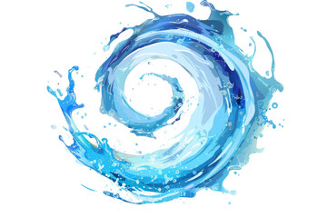 spiraling water splash, dynamic and mesmerizing, isolated on white